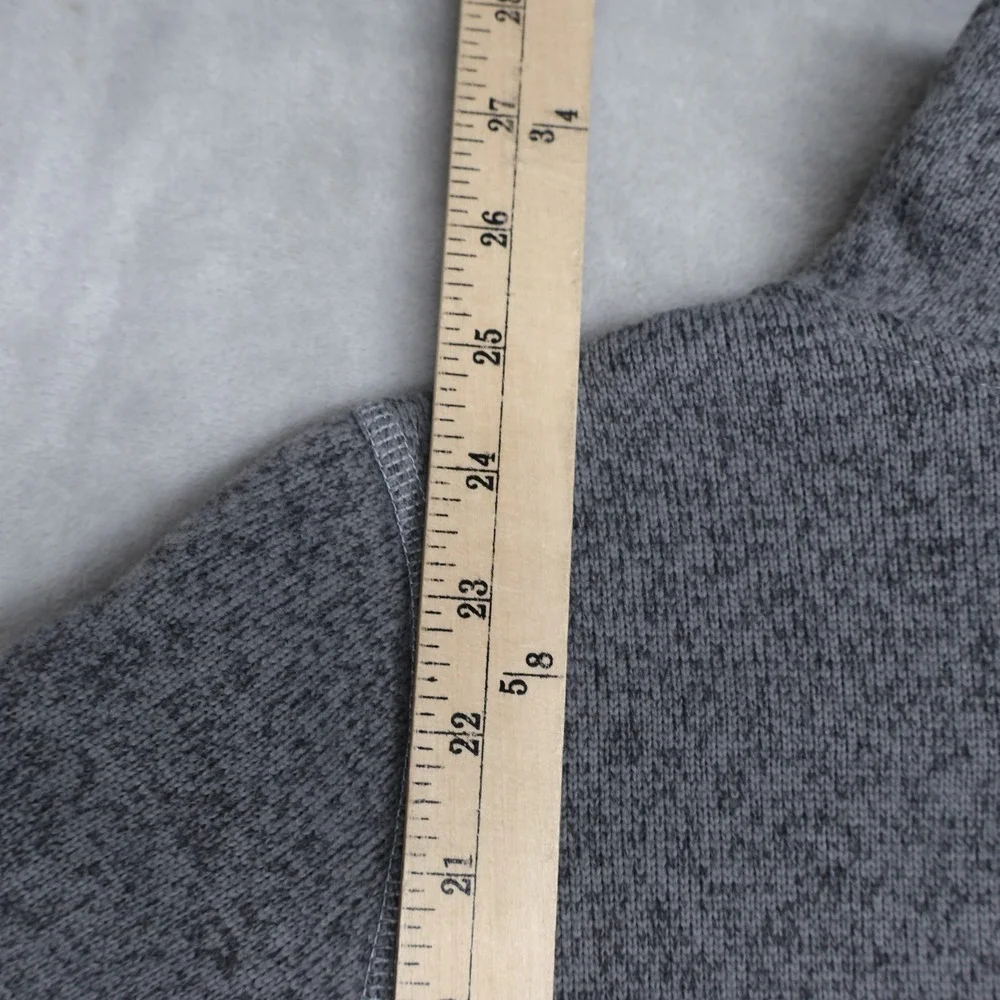 North Face Sweater Jacket Womens Medium Grey Knit Fleece Full Zip Heavy LOGO